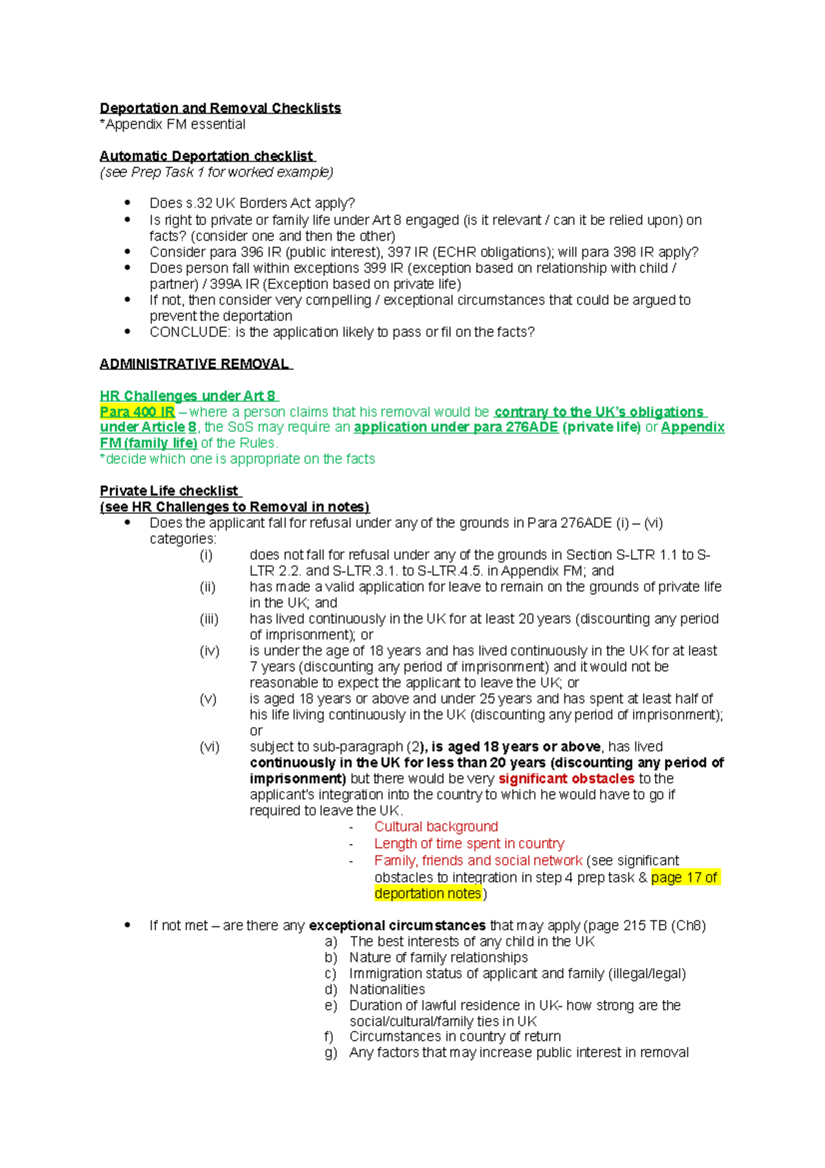 Deportation Checklists - Deportation and Removal Checklists *Appendix ...
