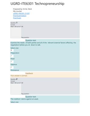 UGRD-ITE6101A Technopreneurship Quiz 1 - Started On Wednesday, 1 June ...