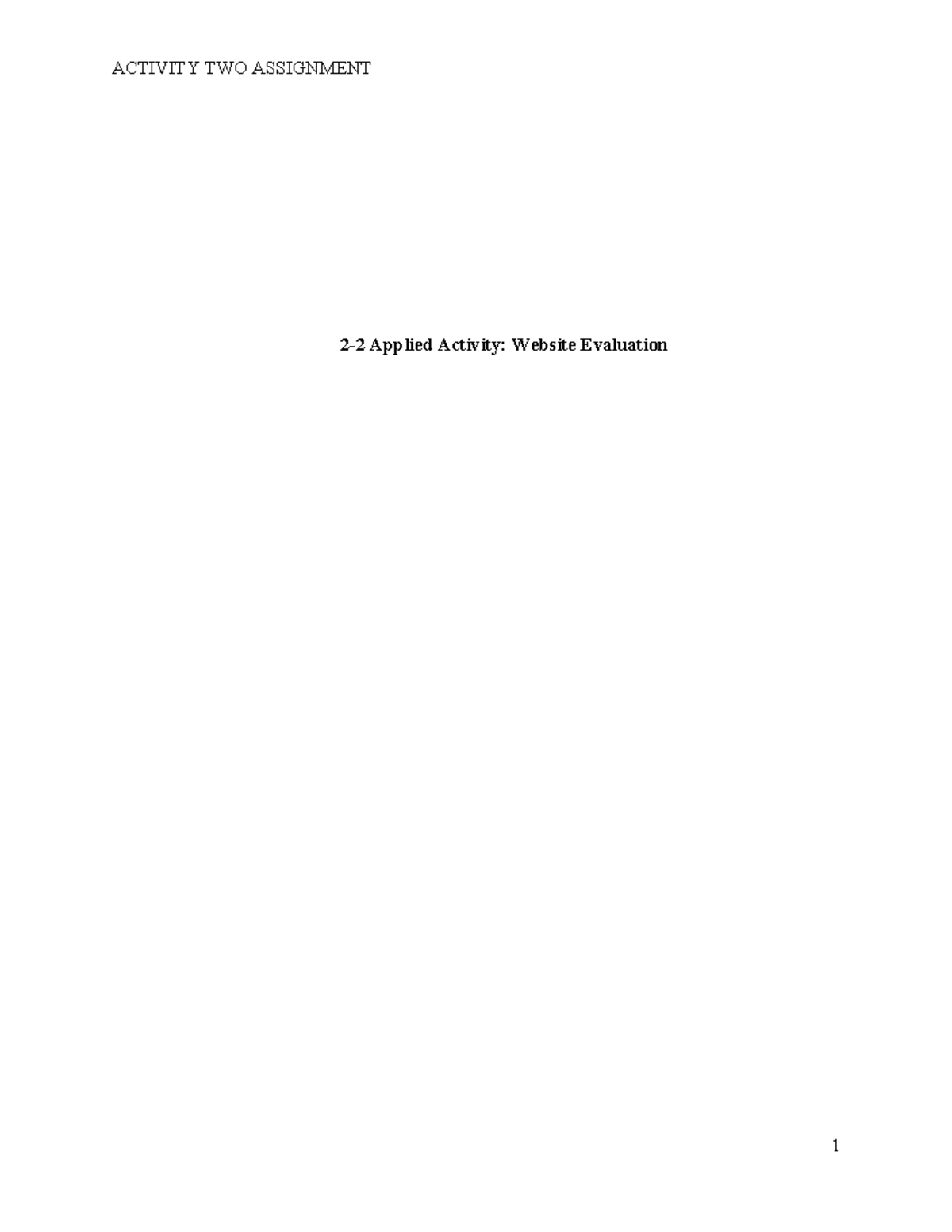 2-2 Applied Activity Website - ACTIVITY TWO ASSIGNMENT 2-2 Applied ...