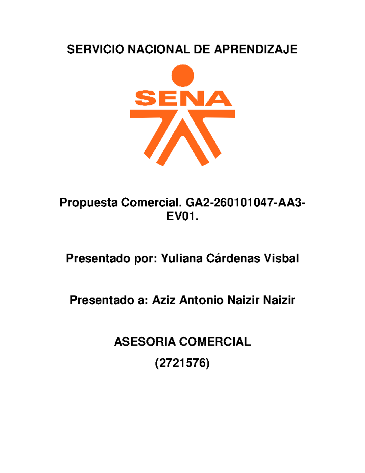 Propuesta Comercial. GA2-260101047-AA3-EV01 - SERVICIO NACIONAL DE ...