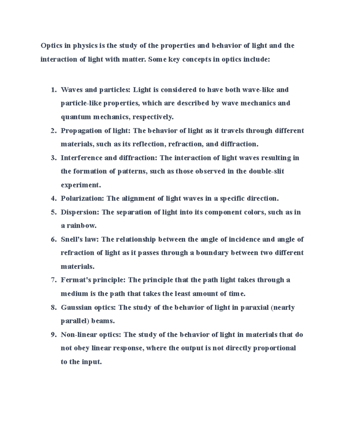 Optics Physics Notes Optics in physics is the study of the properties
