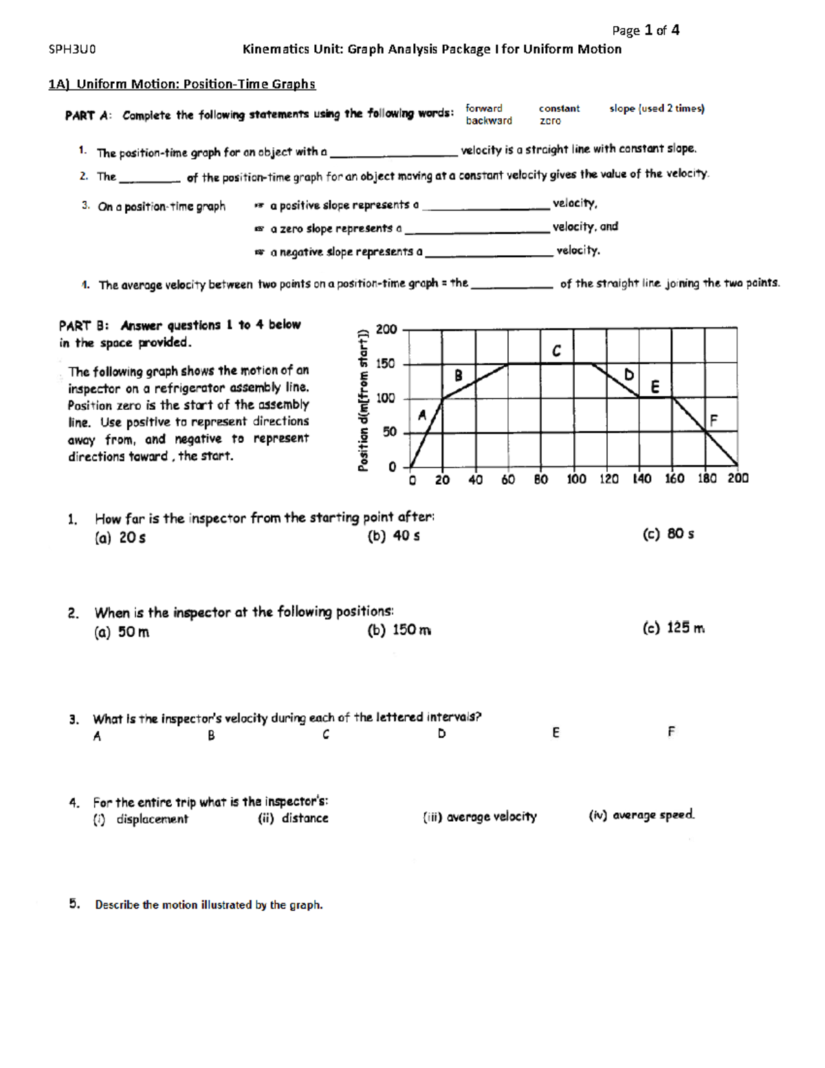 3 - this - SPH3U0 Kinematics Unit: Graph Analysis Package I for Uniform ...