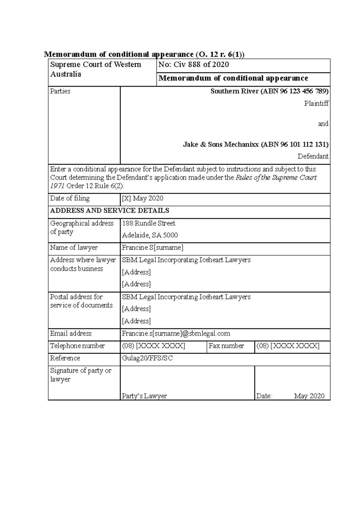 202005 21 - LLB450 Assignment 2 - Appearance Application Affidavit Copy ...