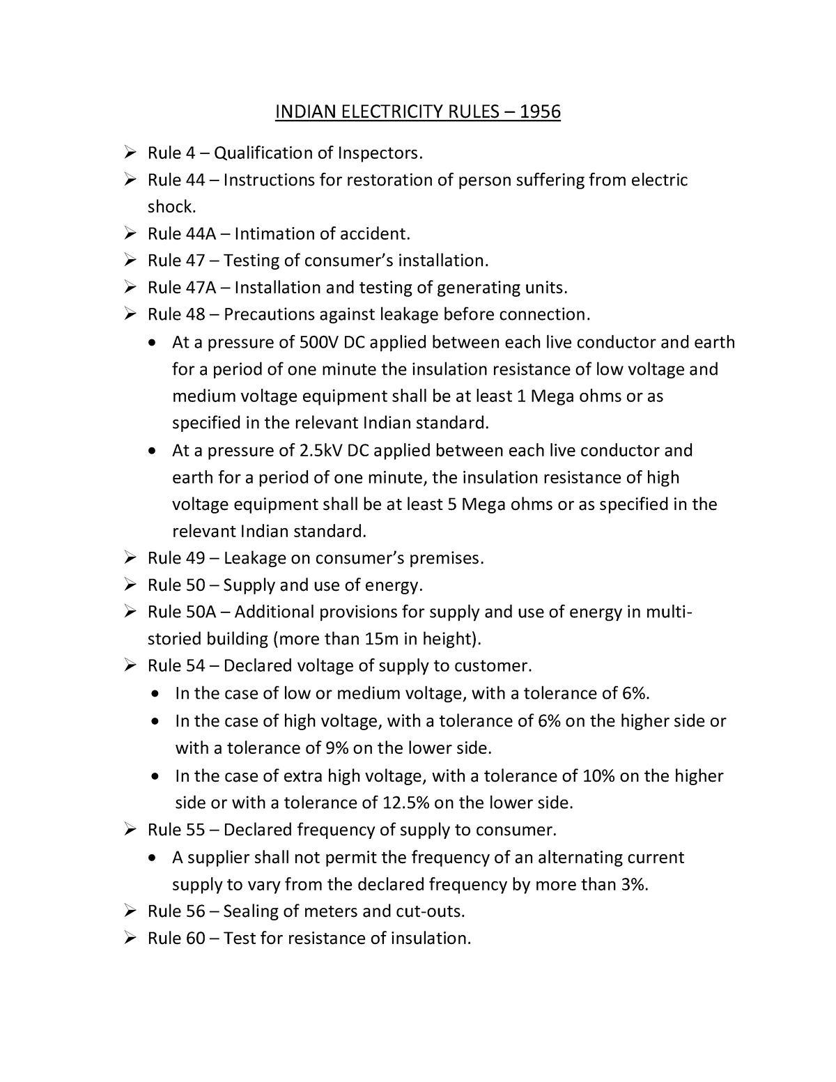 Indian Electricity Rules 1956 - INDIAN ELECTRICITY RULES – 1956 Rule 4 ...