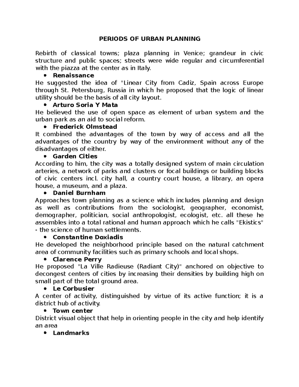 Periods OF Urban Planning PERIODS OF URBAN PLANNING Rebirth of