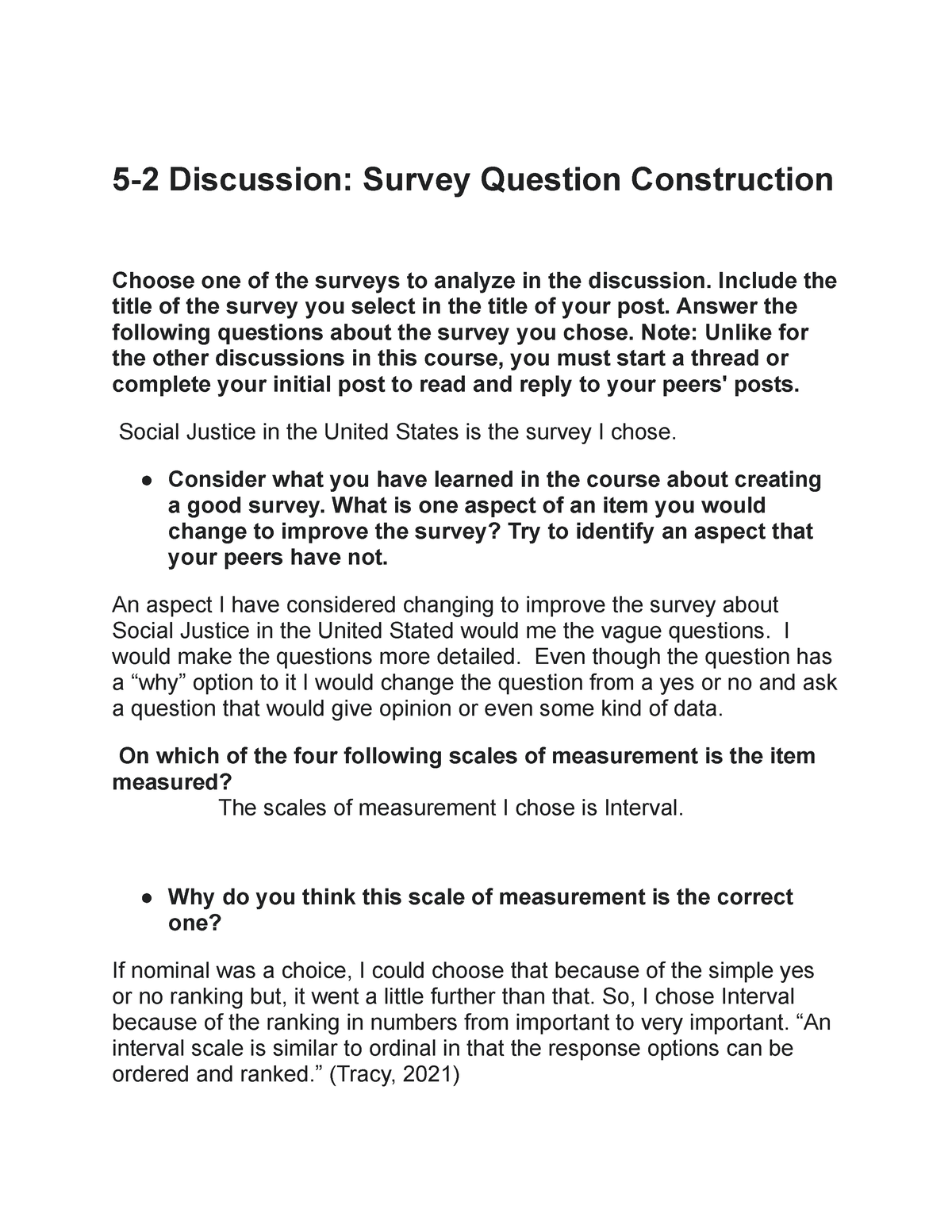 52 Discussion Survey Question Construction Include the title of the