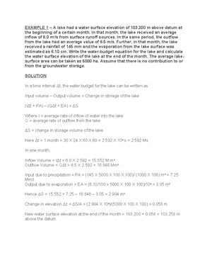 Runoff Results - lab 2 report - RESULTS Catchment parameters: Length ...