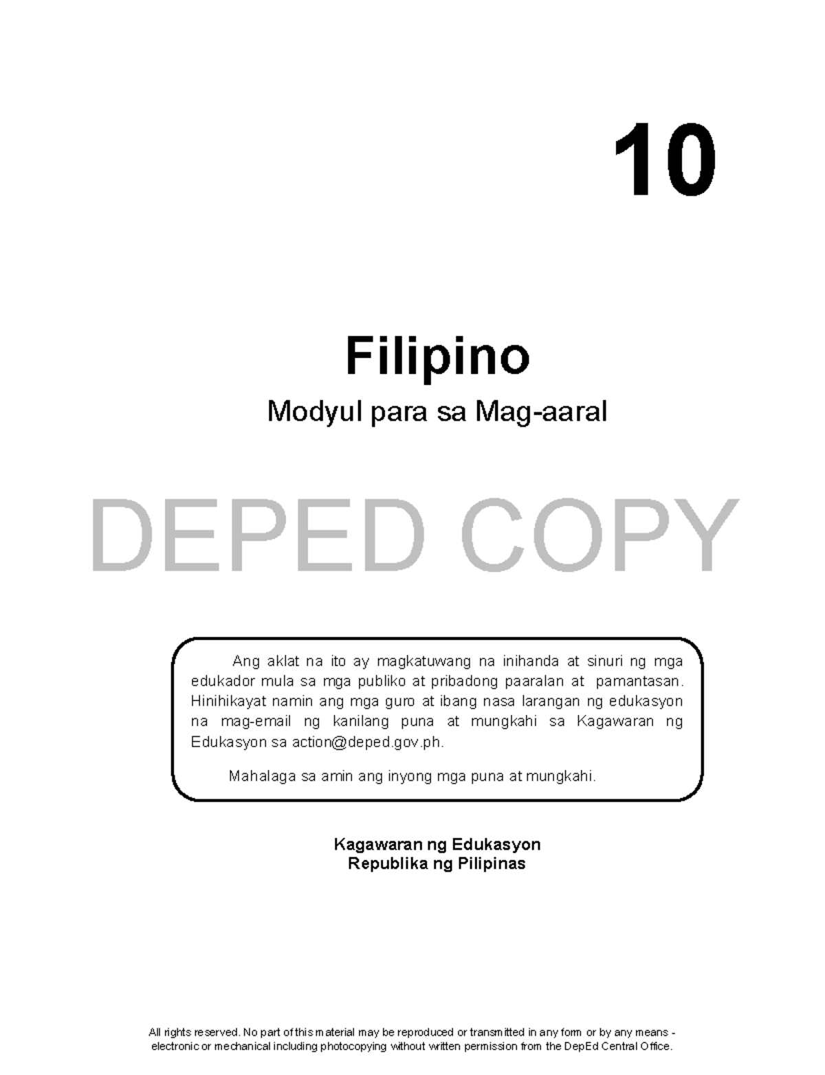 Dokumen - study is good. - DEPED COPY Filipino Modyul para sa Mag-aaral ...