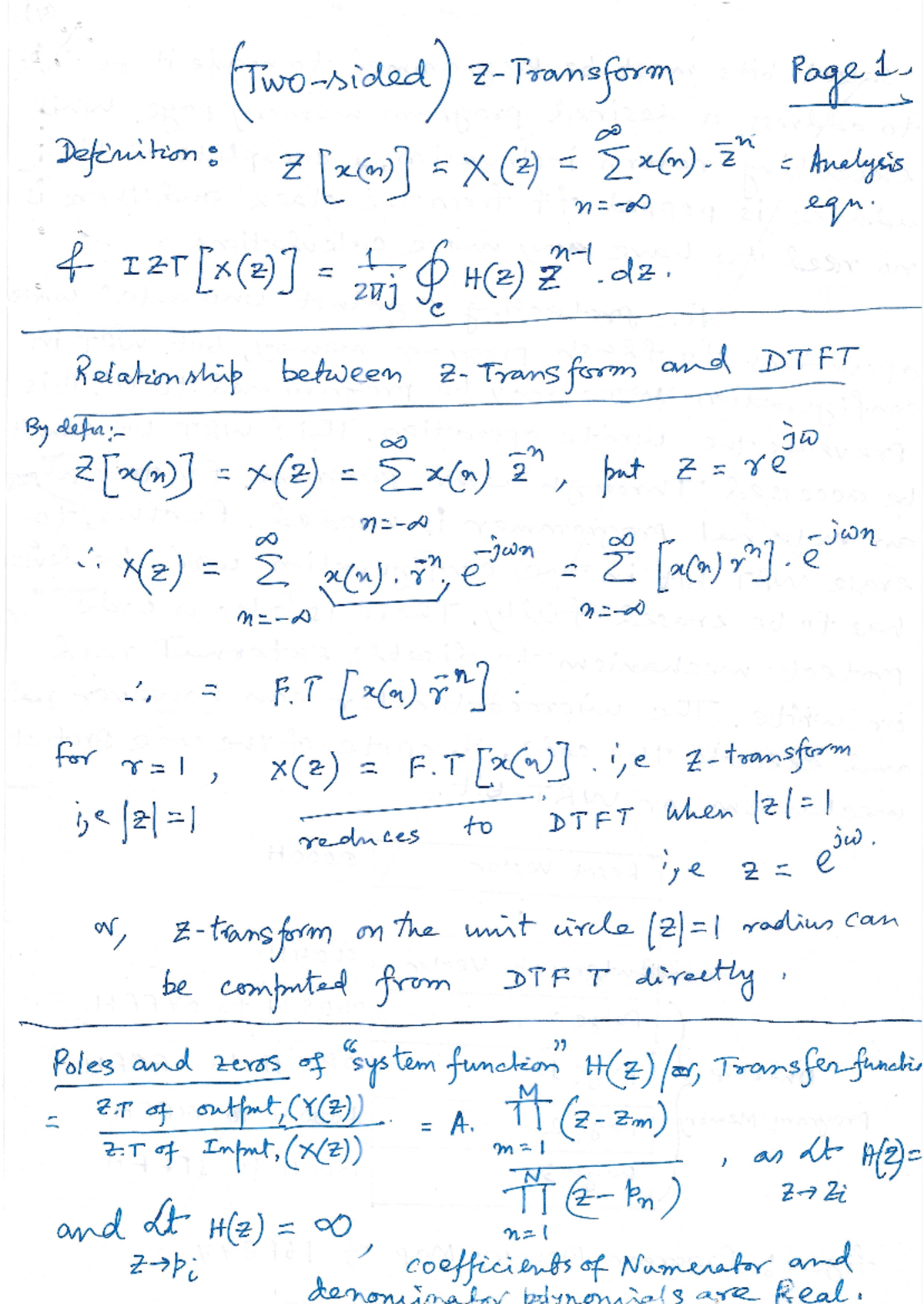 Z-Transform Class notes - Electrical Engineering - Studocu