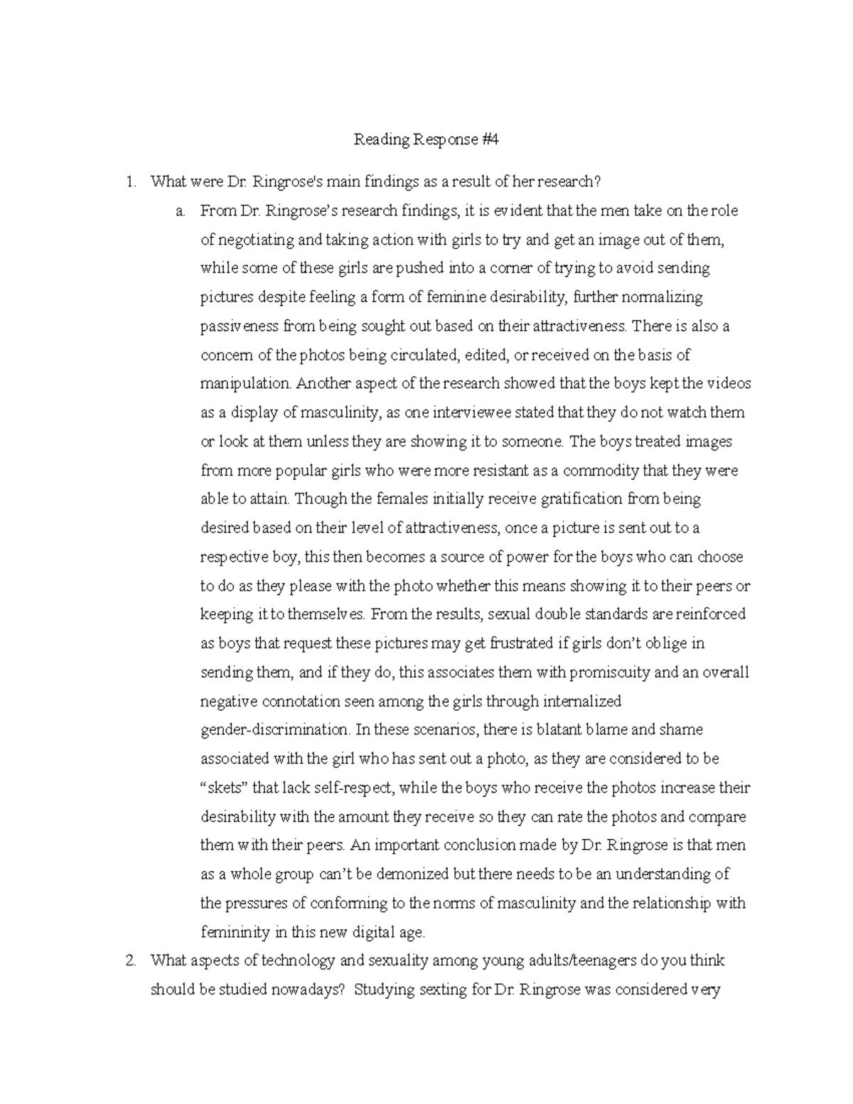2020-psychology human sexuality(psych 170)-reading response 4 - Reading ...
