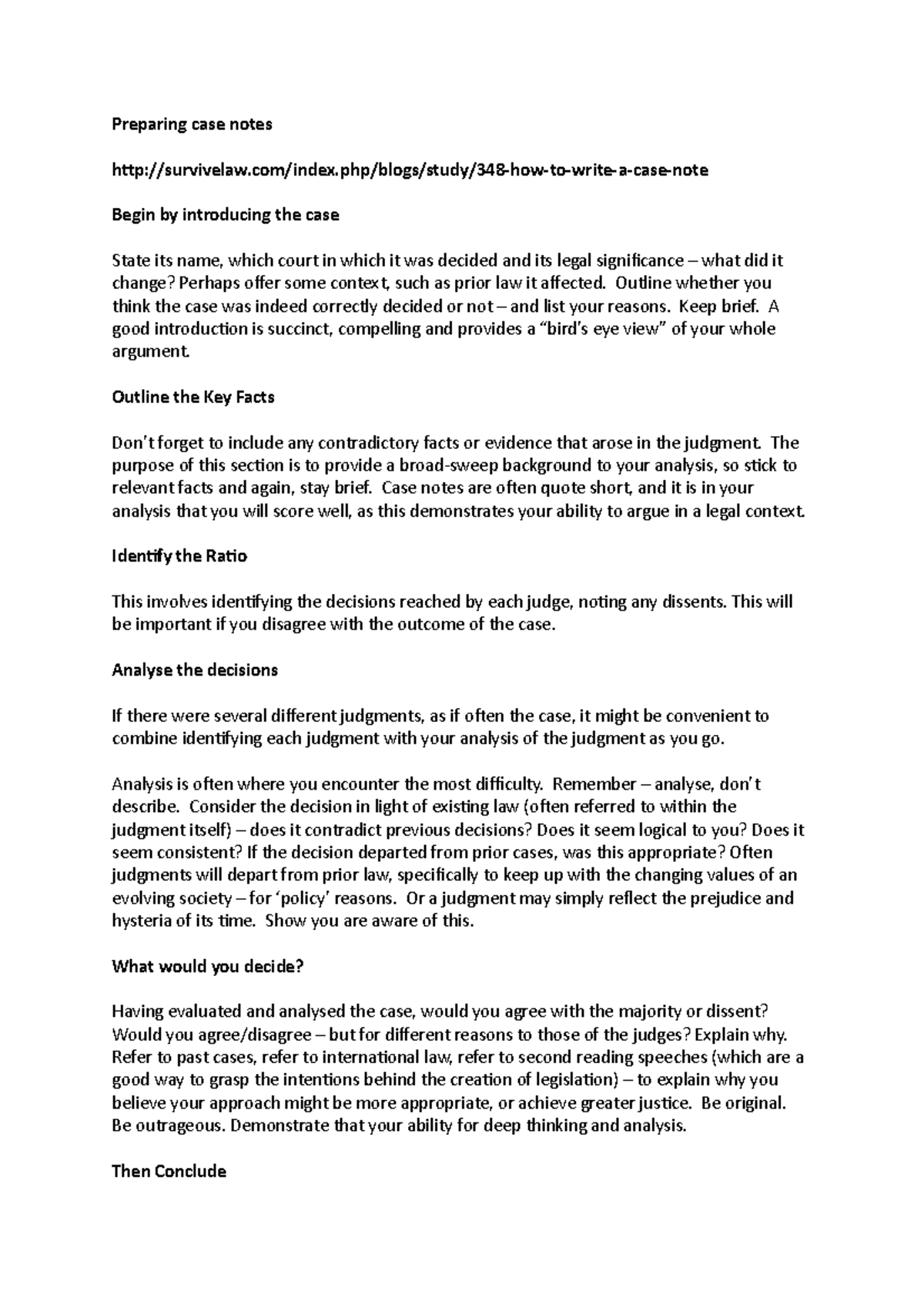 write note case study method