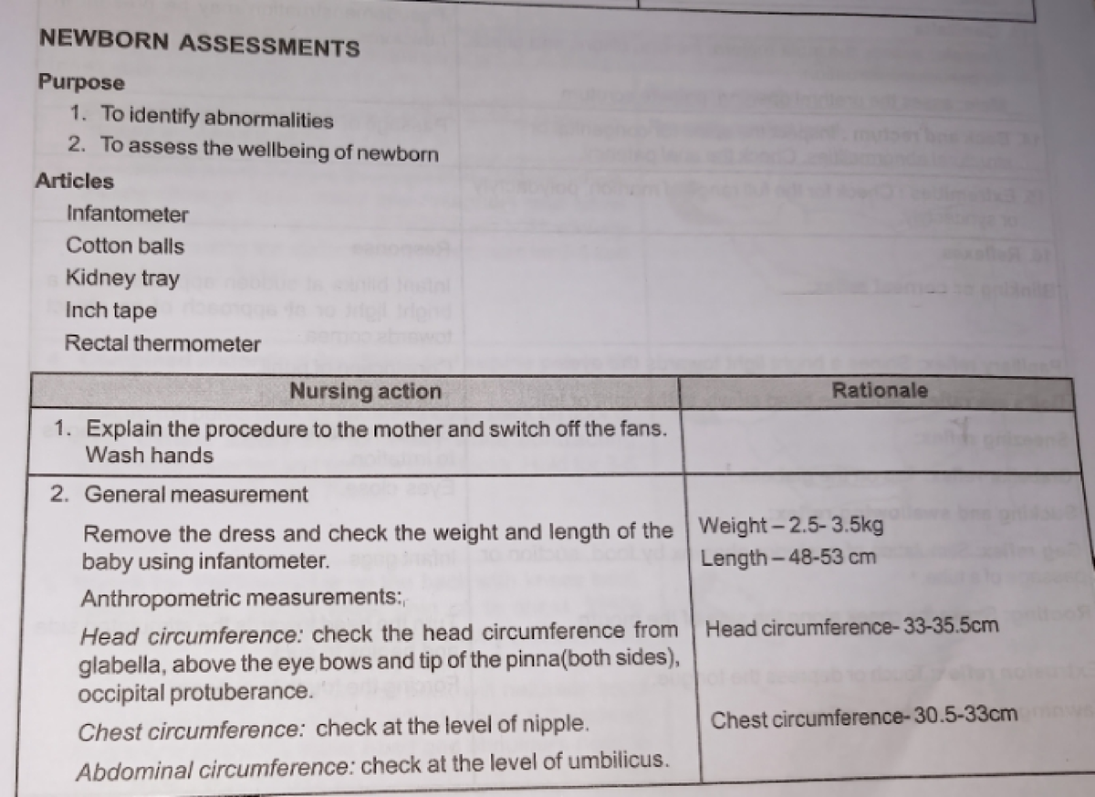 newborn-assessment-bsc-nursing-studocu