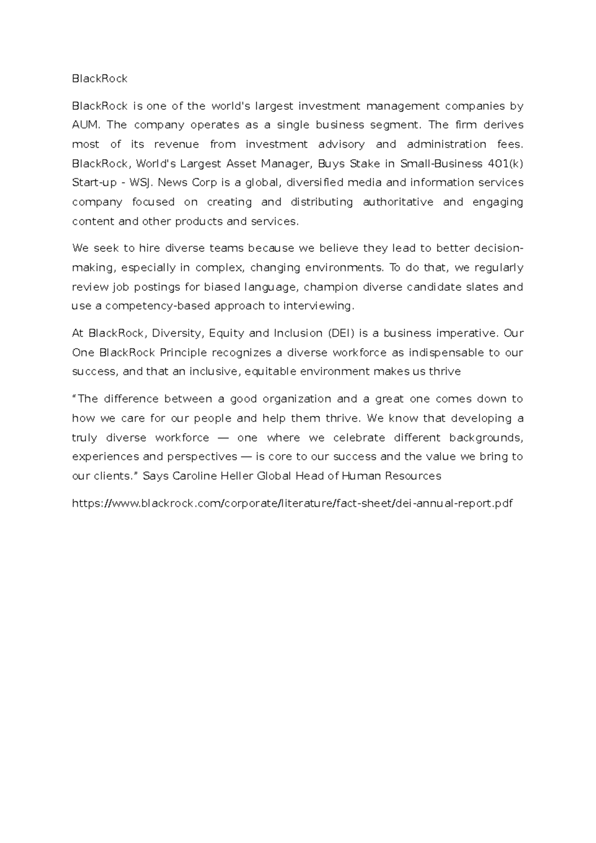 Black Rock - case study - BlackRock BlackRock is one of the world's ...