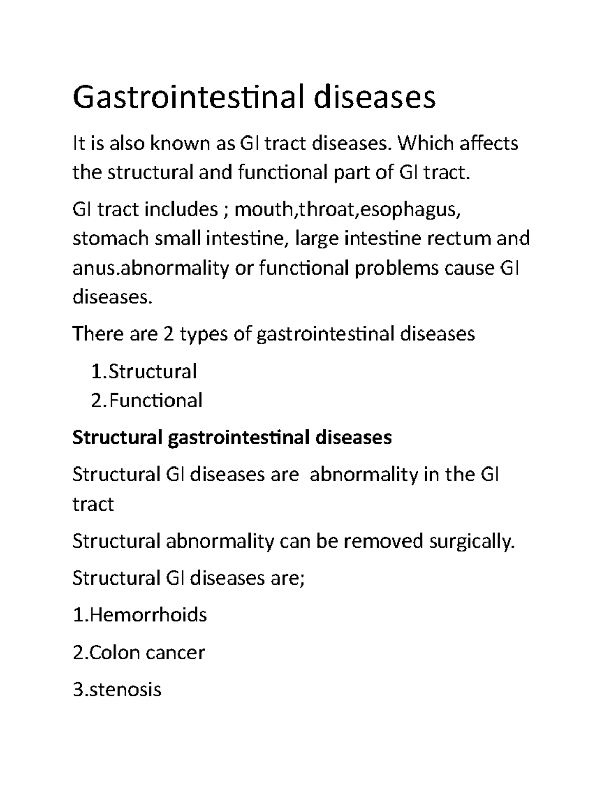 Document (10) gastrointestinal disease Gastrointestinal diseases It
