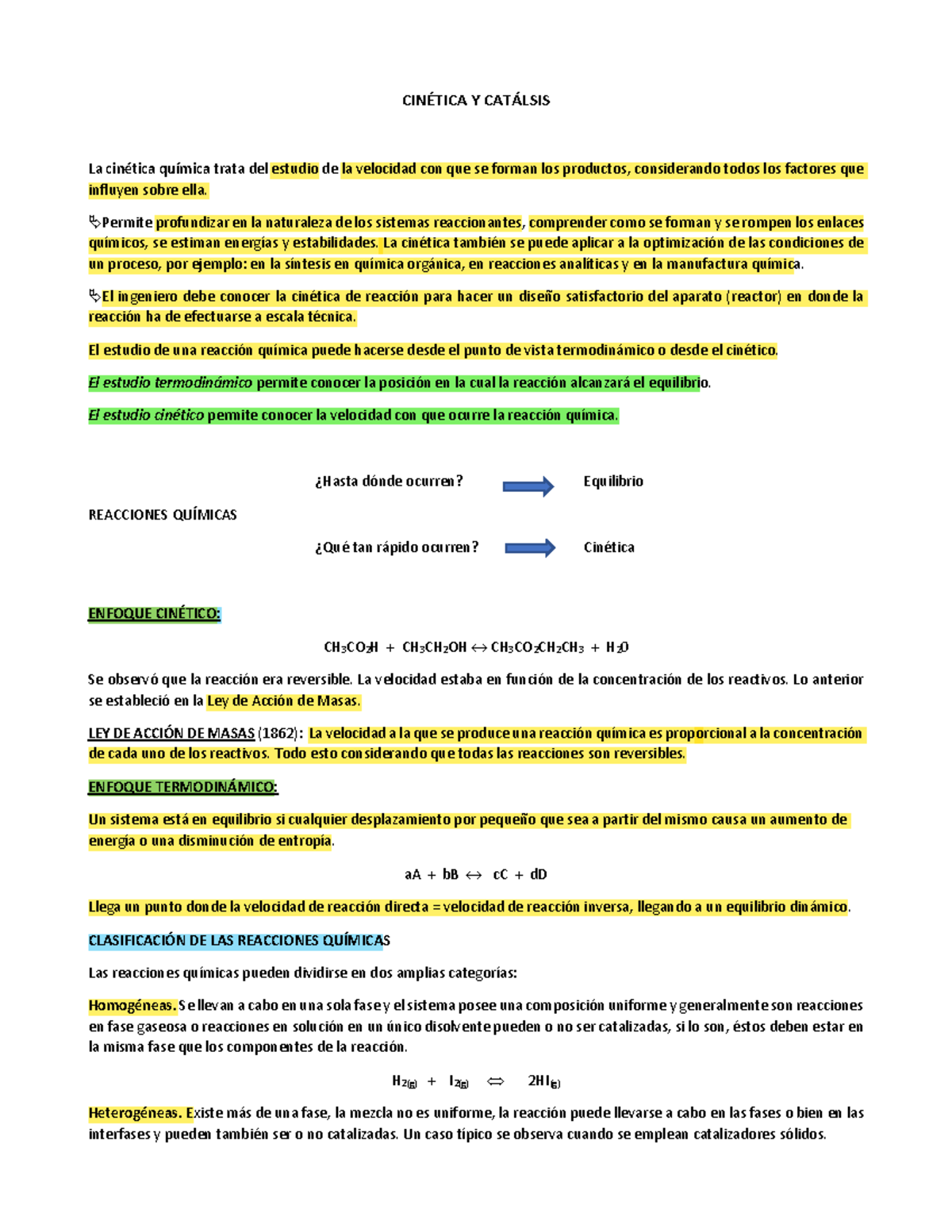 Apuntes Cinética Y Catálisis Unidad I - CINÉTICA Y CATÁLSIS La Cinética ...