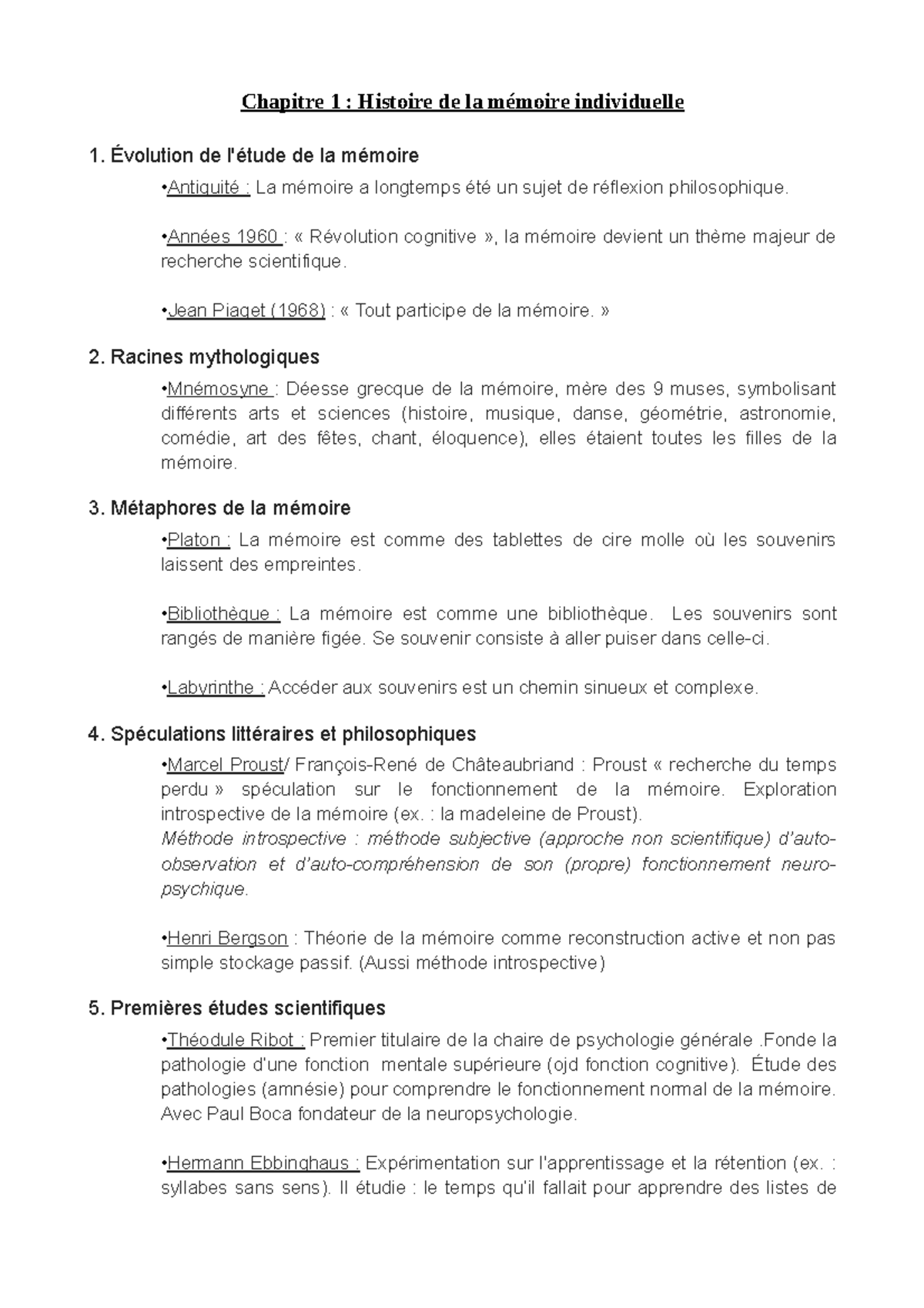 Chapitre 1 - Chapitre 1 : Histoire de la mémoire individuelle 1 ...