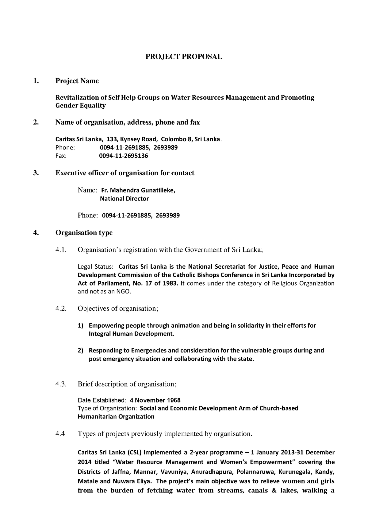 Water Resource Management Project - PROJECT PROPOSAL 1. Project Name ...