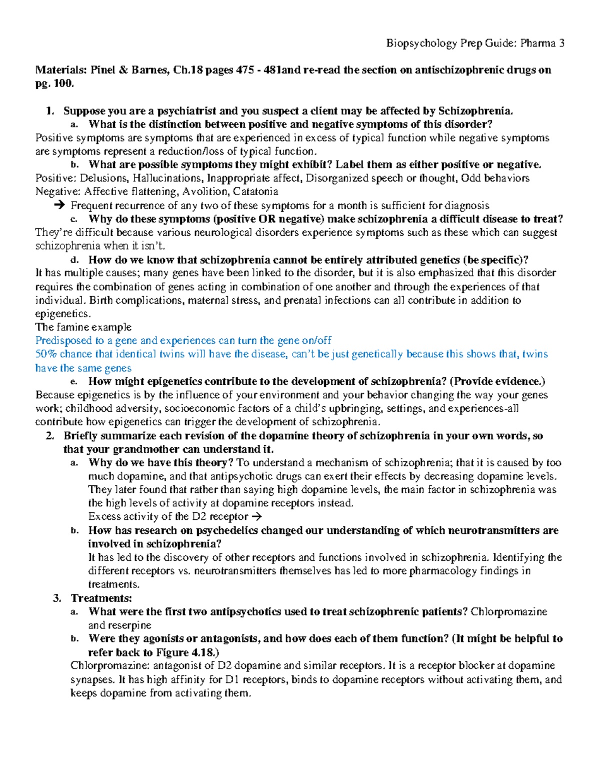 Pharma 3 Reading Notes - Biopsychology Prep Guide: Pharma 3 Materials ...