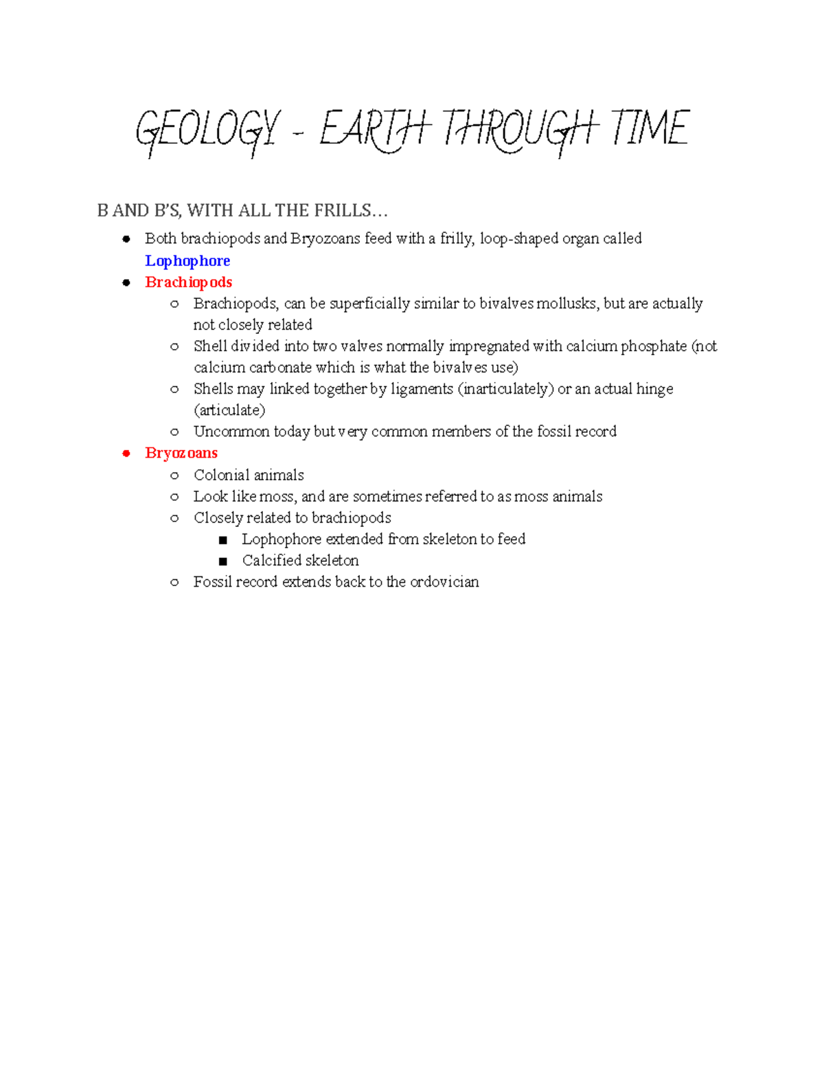 B AND B’S, WITH ALL THE Frills - GEOLOGY - EARTH THROUGH TIME B AND B’S ...