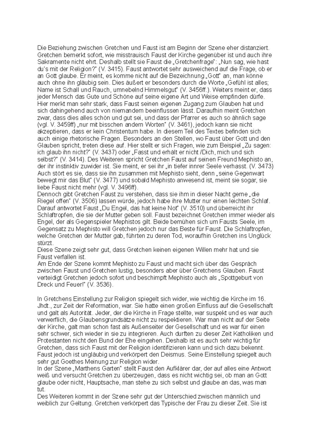 Entwicklung Der Beziehung Zwischen Faust Und Gretchen Die Beziehung zwischen Gretchen und Faust ist am Beginn der Szene eher