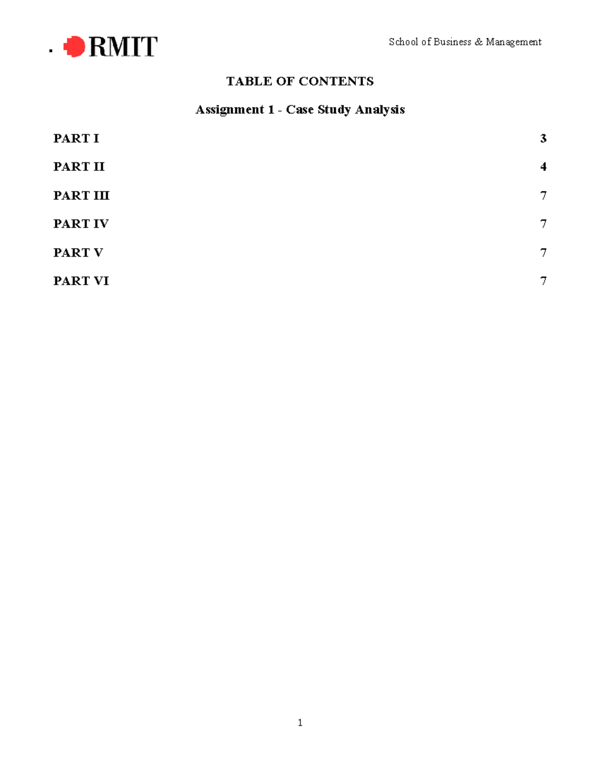 Assignment 1 ECON1193 - School of Business & Management TABLE OF ...