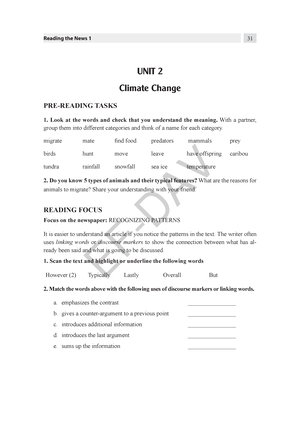 R1 U2 - Giáo trình - UNIT 2 Climate Change PRE-READING TASKS Look at the  words and check that you - Studocu