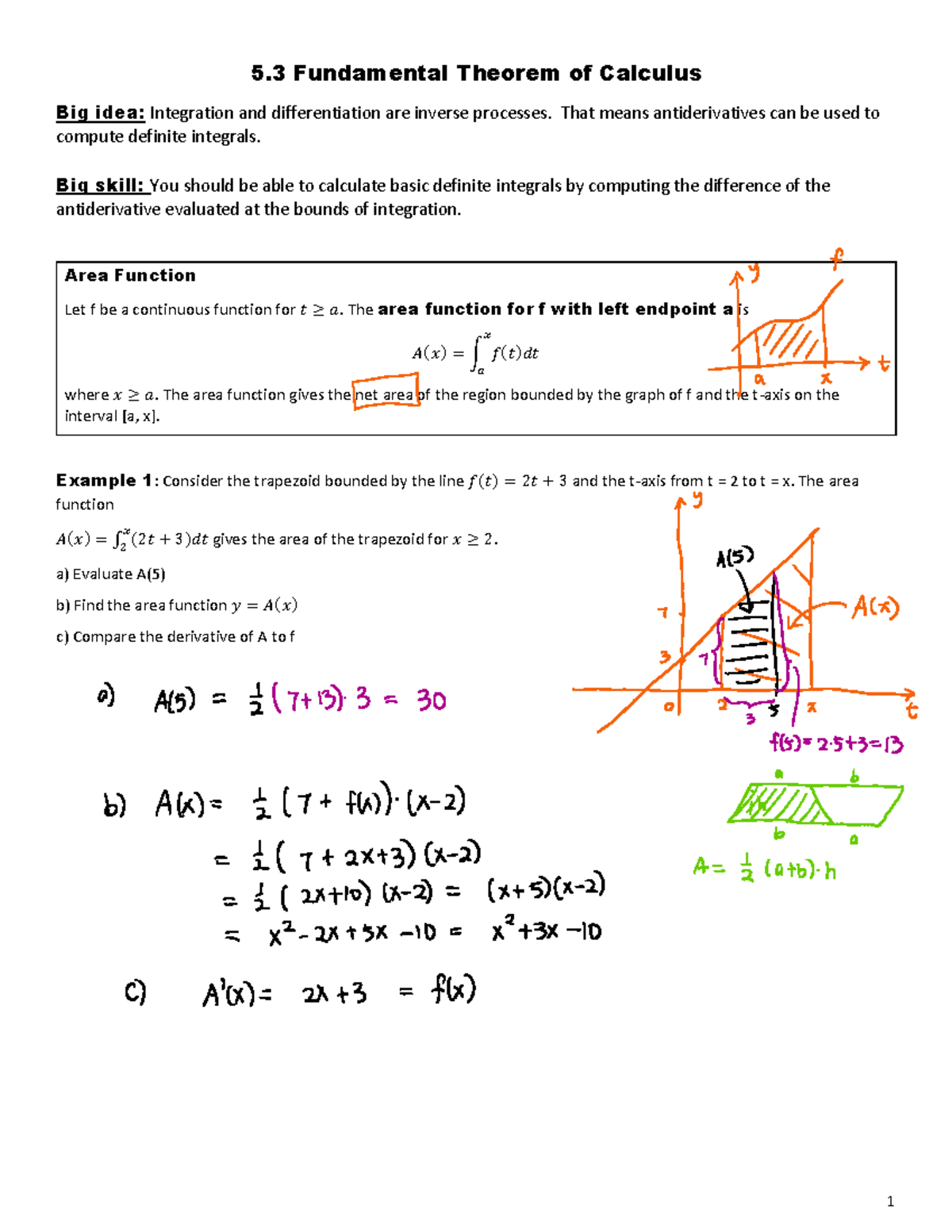 5.3, 5 - Chapter 5.3 - 5.4 Full Review - 5 Fundamental Theorem of ...