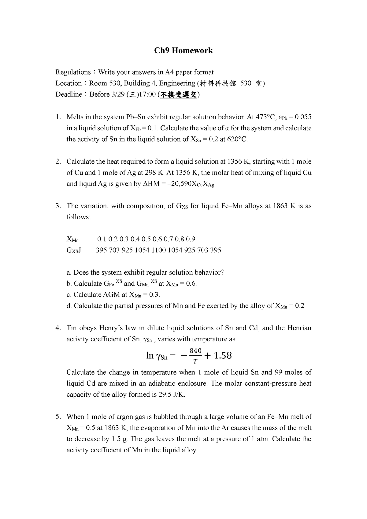 assignment 9. chapter homework