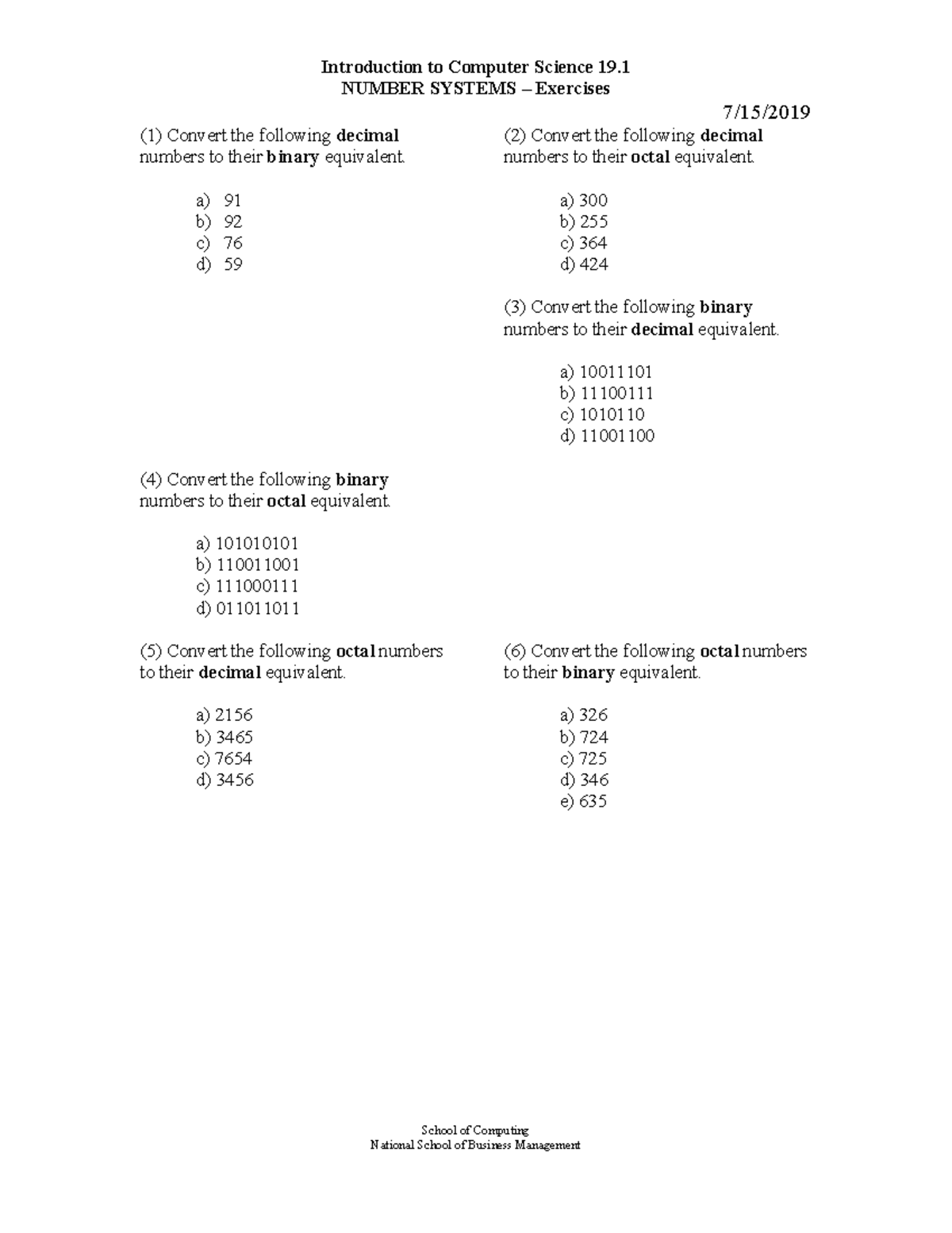 Intro - cscscs - Introduction to Computer Science 19. NUMBER SYSTEMS 3 ...