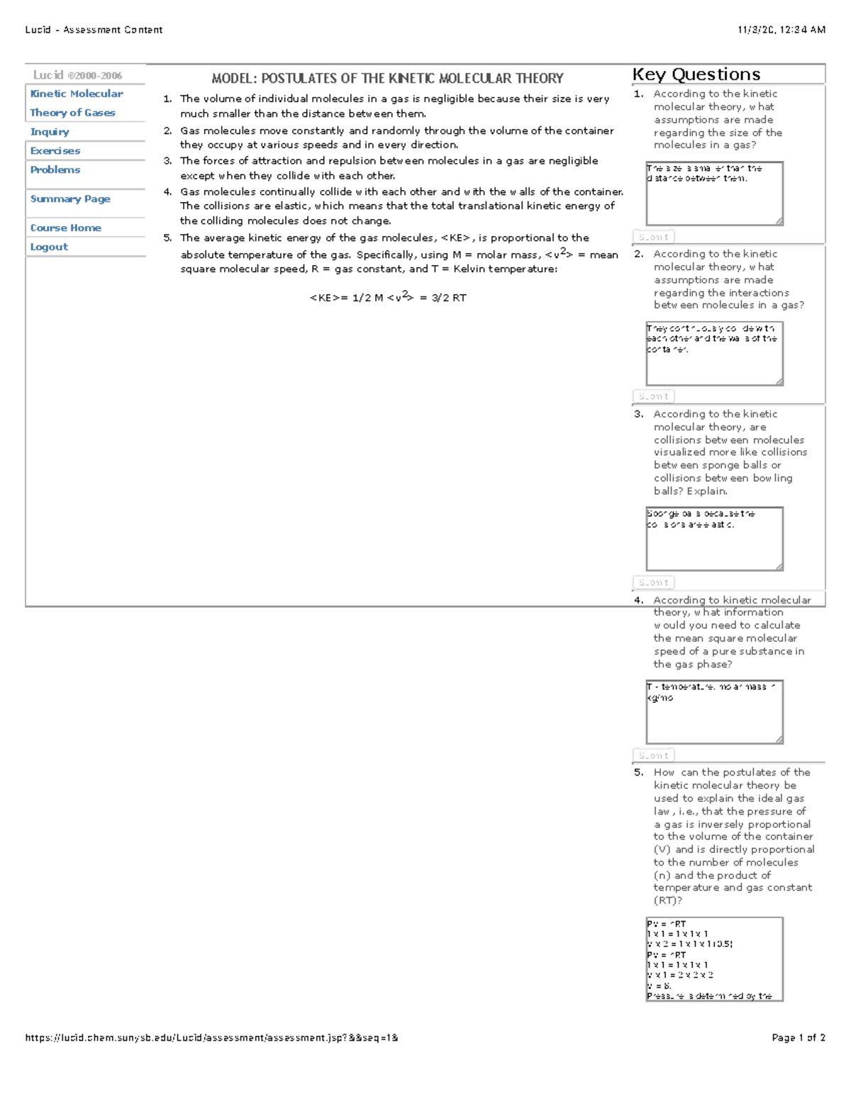 Kinetic molecular theory of gases inquiry - Lucid ...