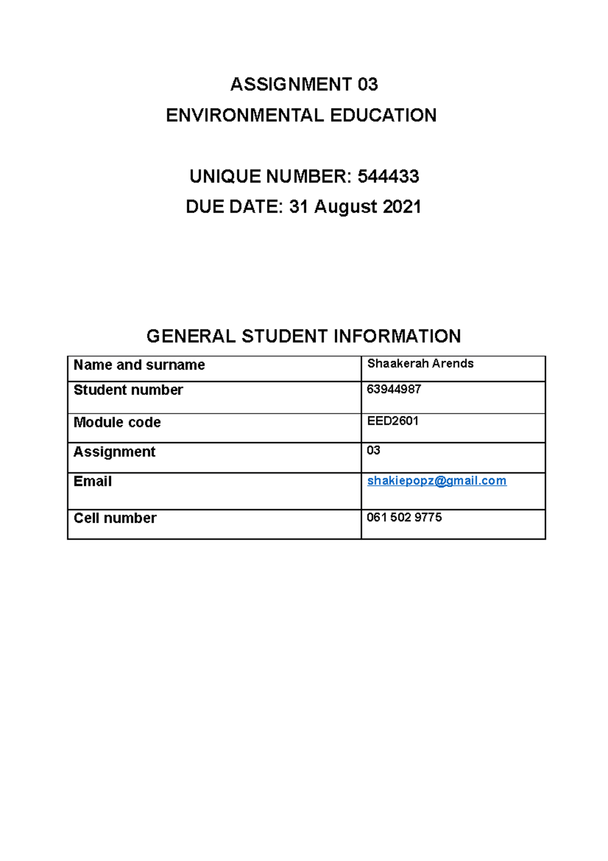 eed assignment 3 and 4 answers