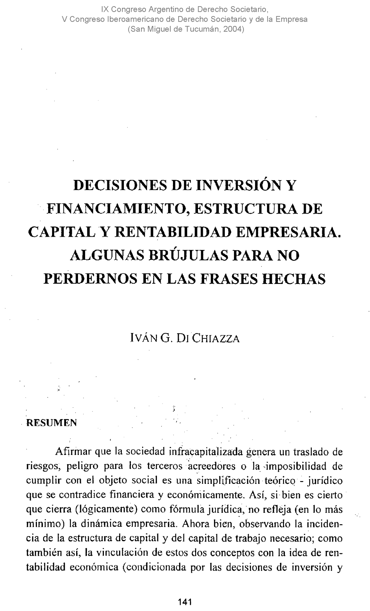 CDS09030141 - DECISIONES DE INVERSIÓN Y FINANCIAMIENTO, ESTRUCTURA DE ...