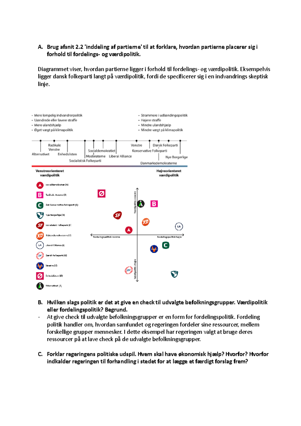 Politiske partier - Hello - A. Brug afsnit 2 'inddeling af partierne ...