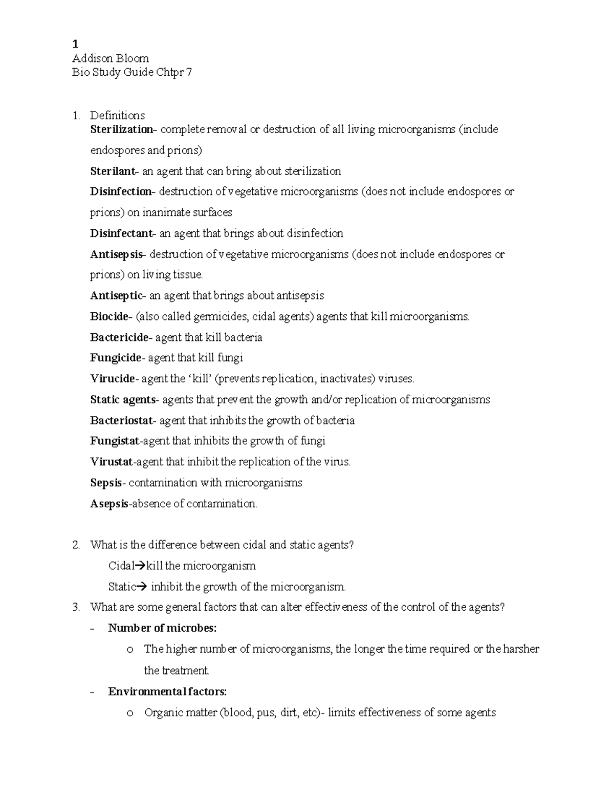 Chapter 7 review guide - n/a - 1 Addison Bloom Bio Study Guide Chtpr 7 ...