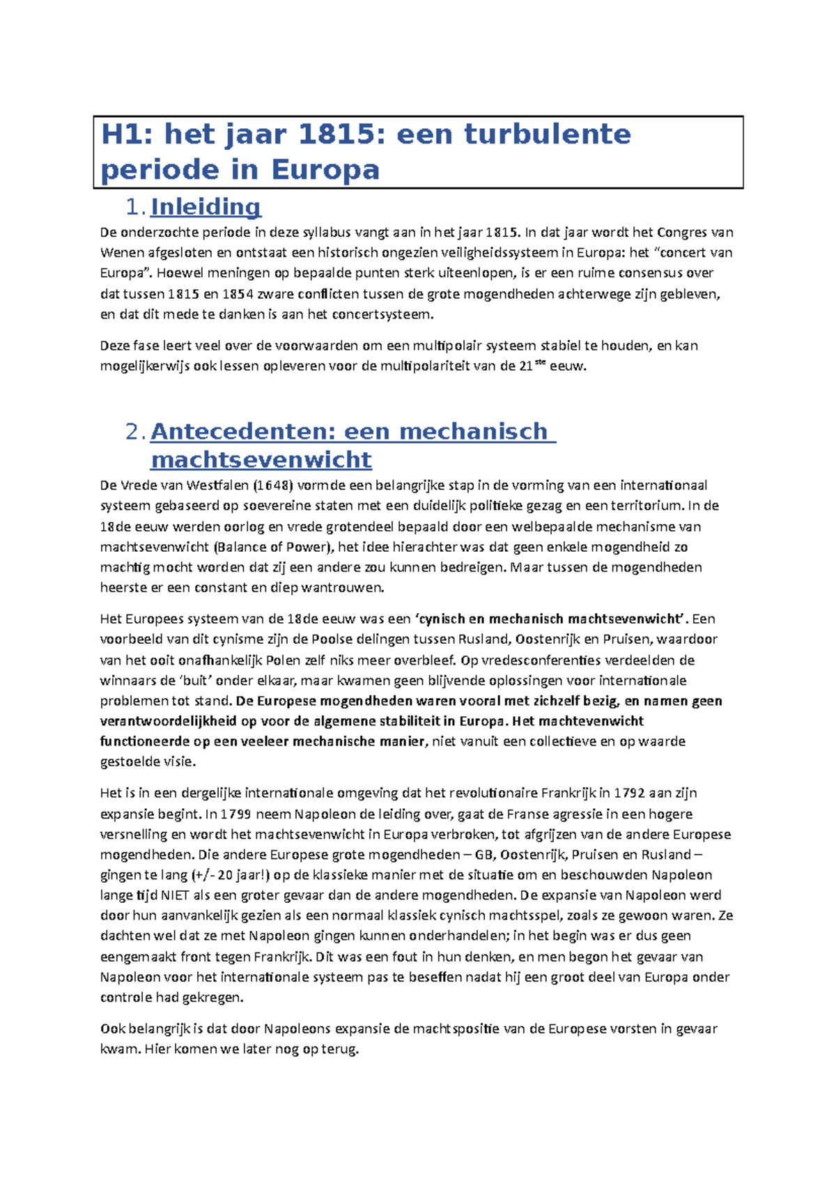 H1 Tot En Met H4 - Samenvatting Geschiedenis Van De Wereldpolitiek ...