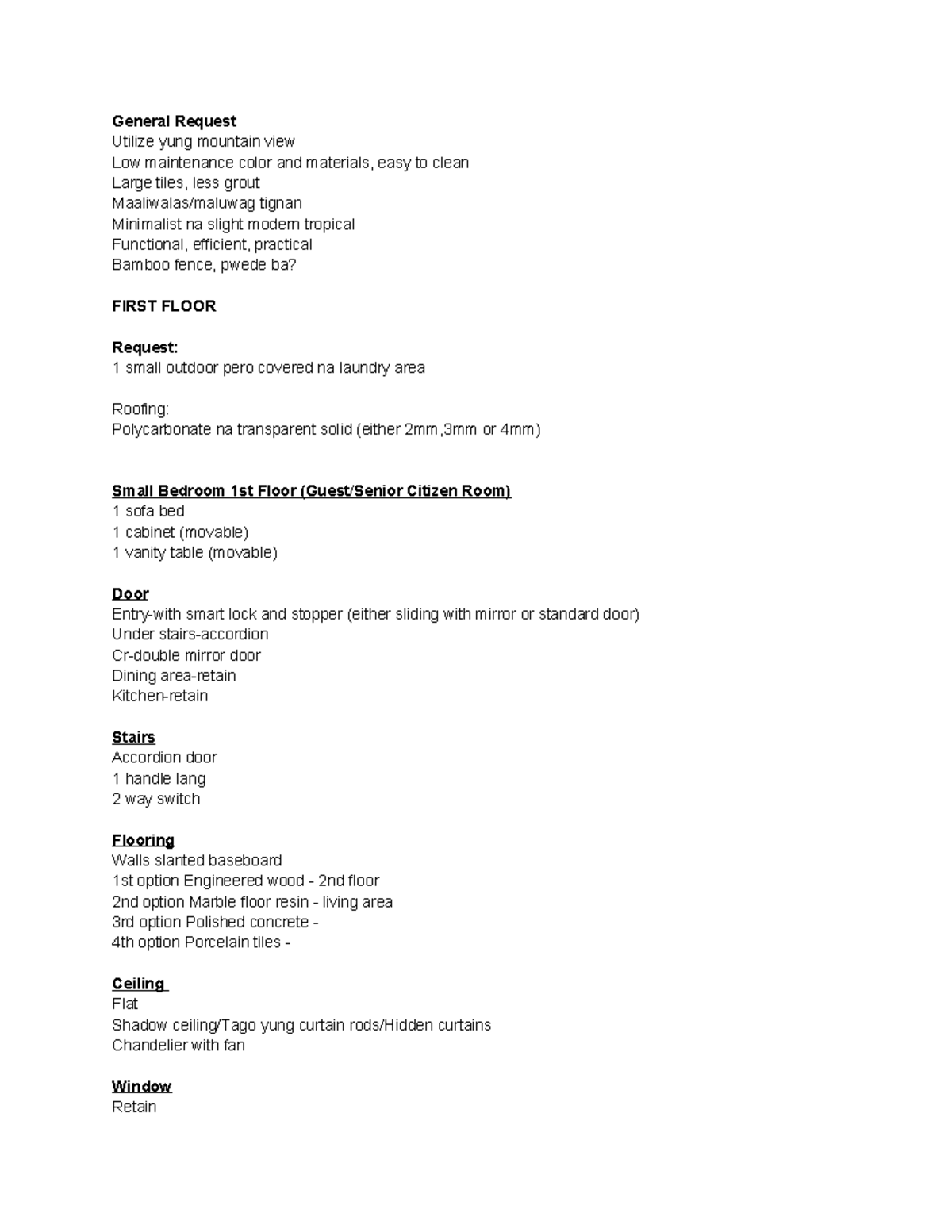 Architectural Request - General Request Utilize yung mountain view Low ...