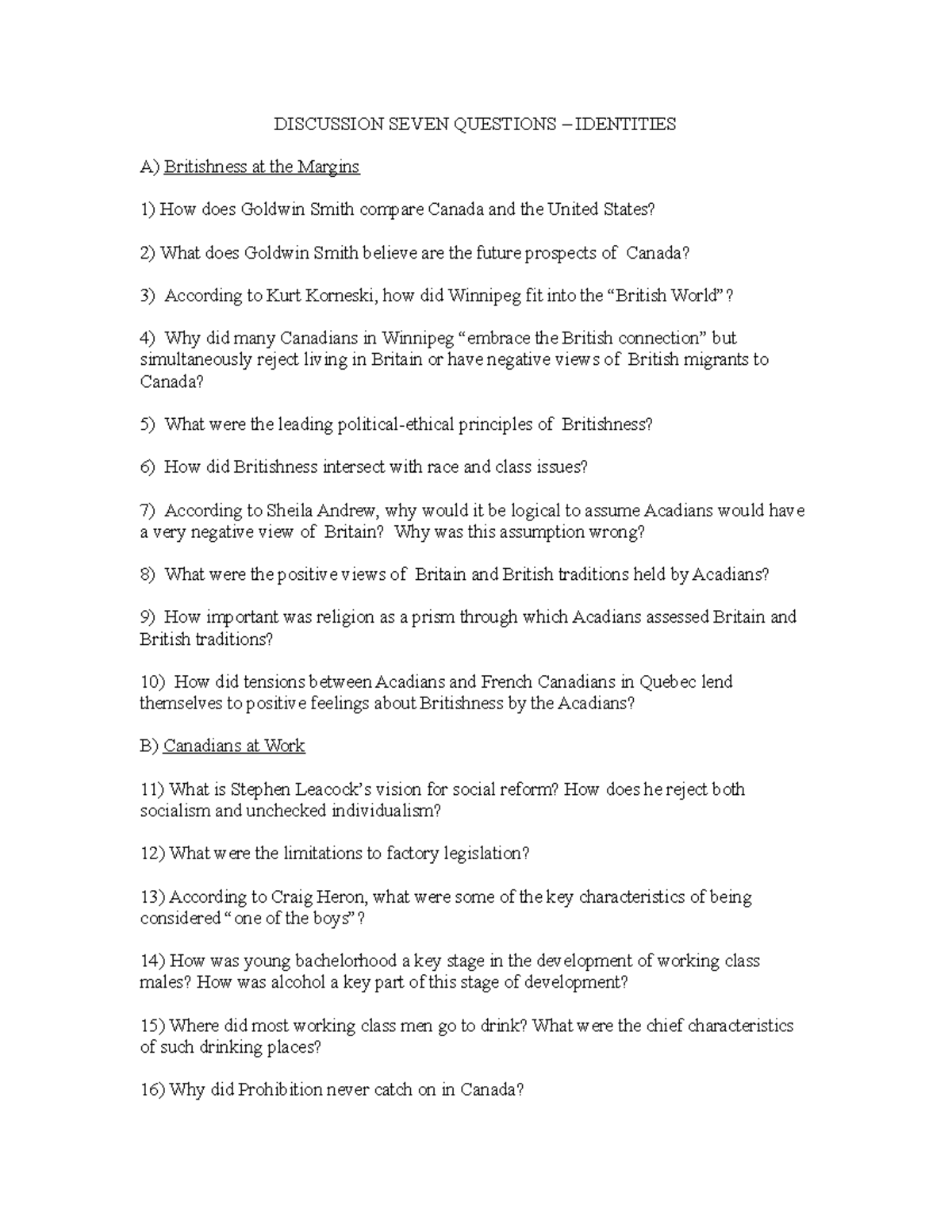 Discussion Seven Questions - identities - DISCUSSION SEVEN QUESTIONS ...