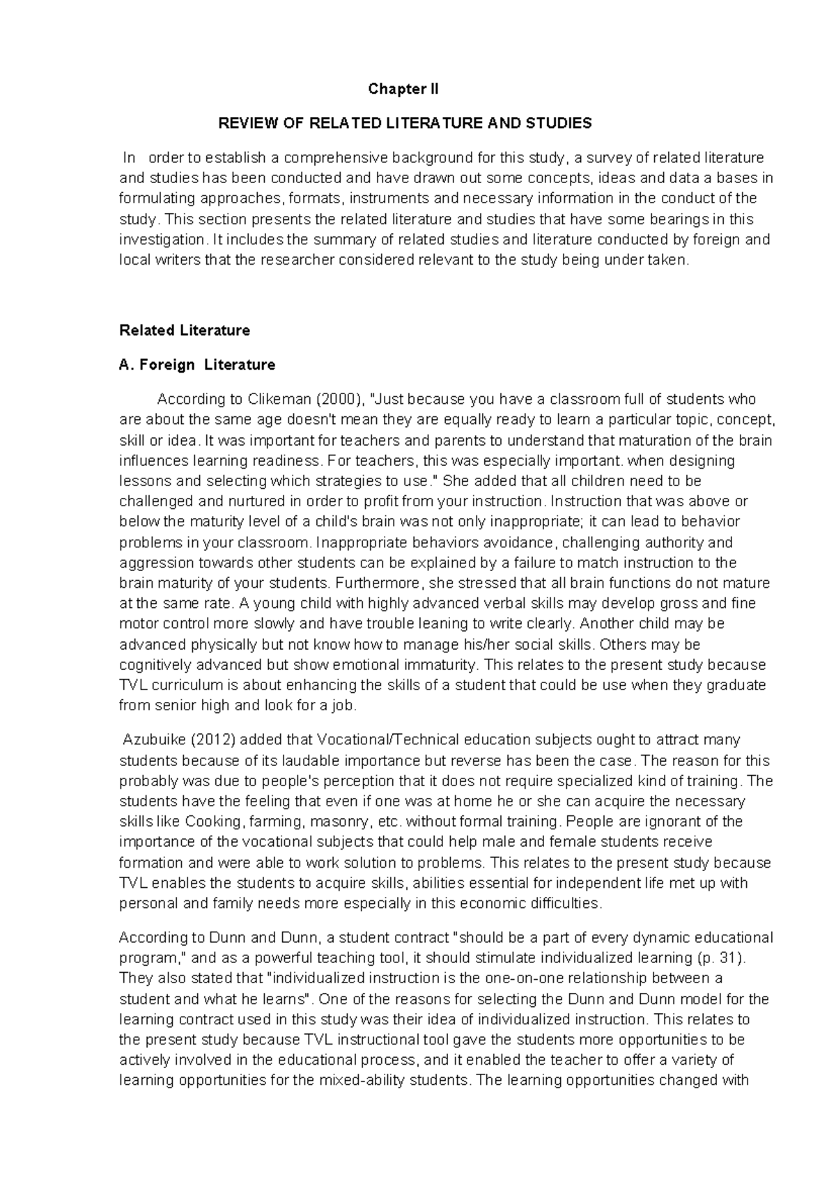 Chapter 2 - Chapter II REVIEW OF RELATED LITERATURE AND STUDIES In ...