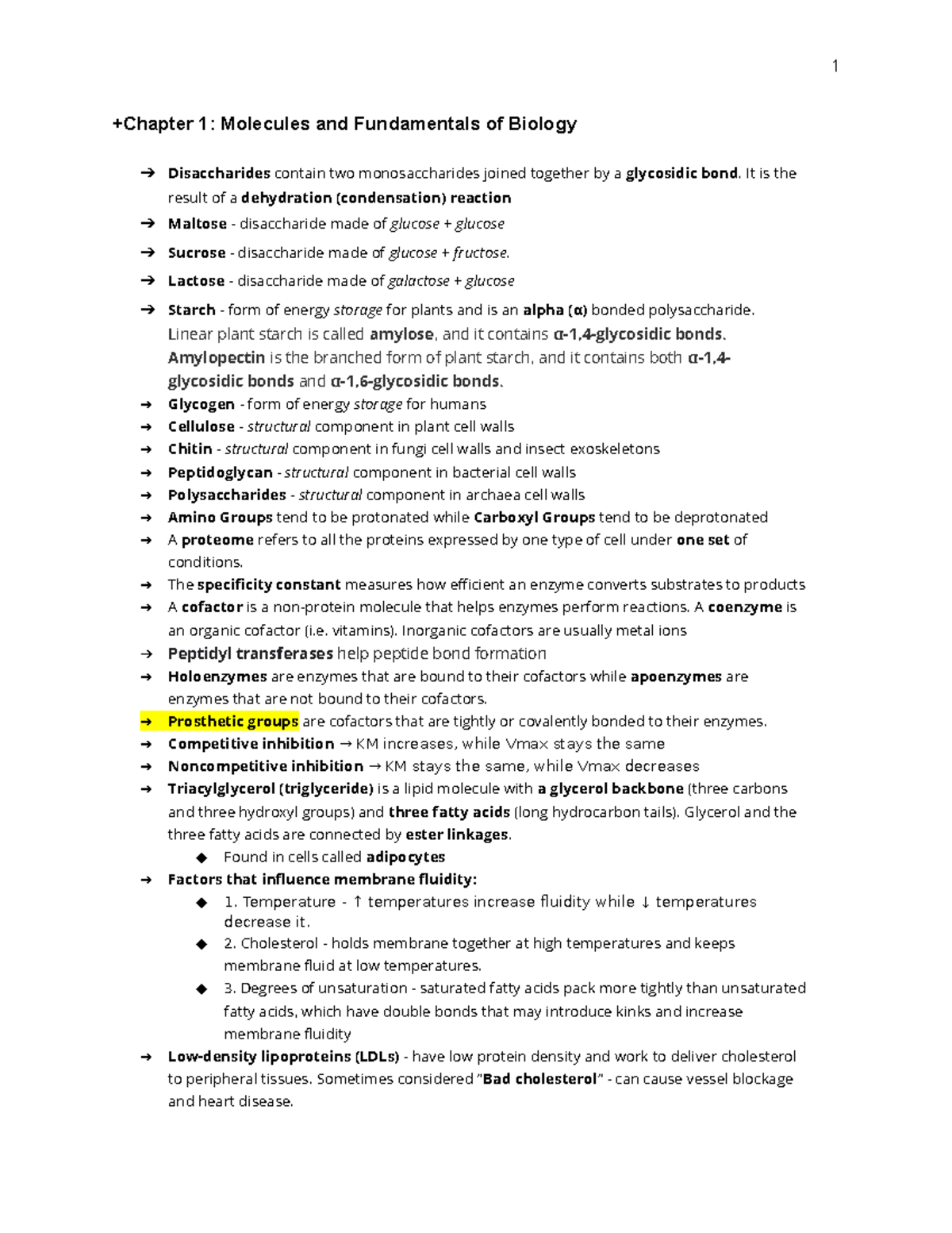 DAT BIO Notes Condensed - +Chapter 1: Molecules and Fundamentals