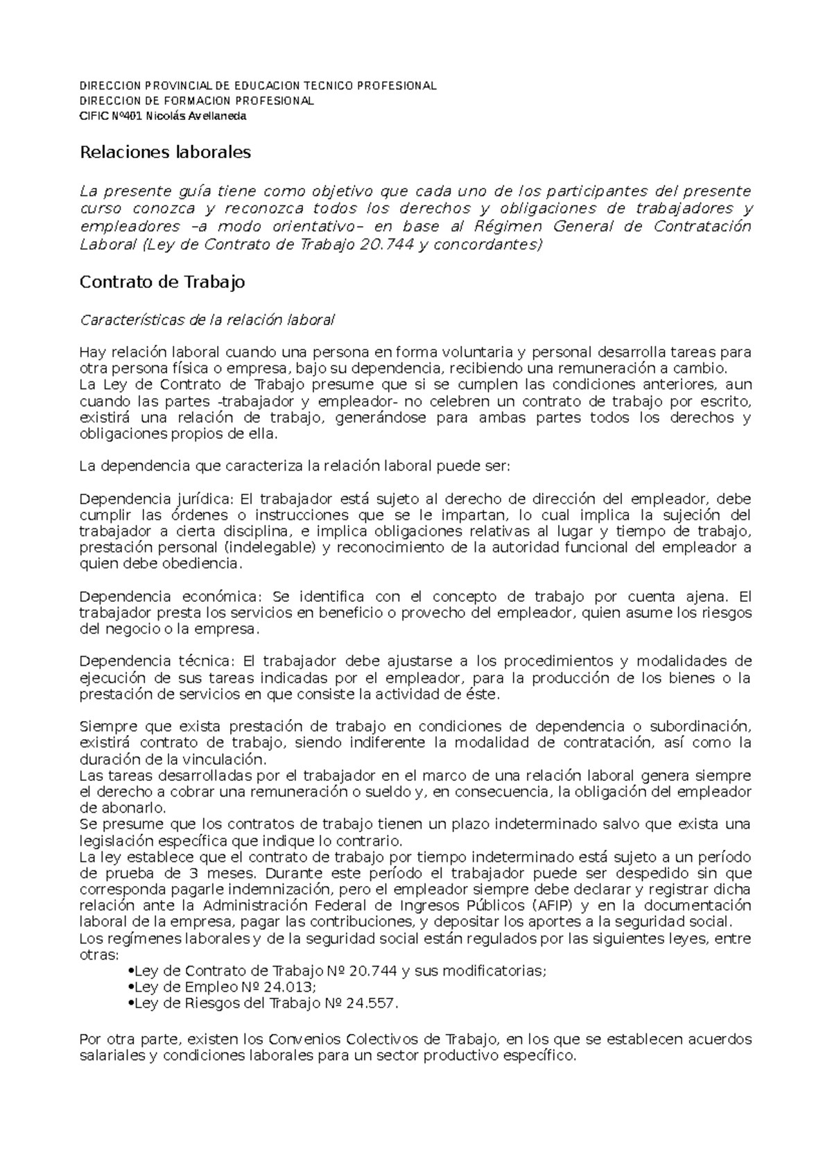 Relaciones laborales - ssdfsd sddf sdf - DIRECCION DE FORMACION ...