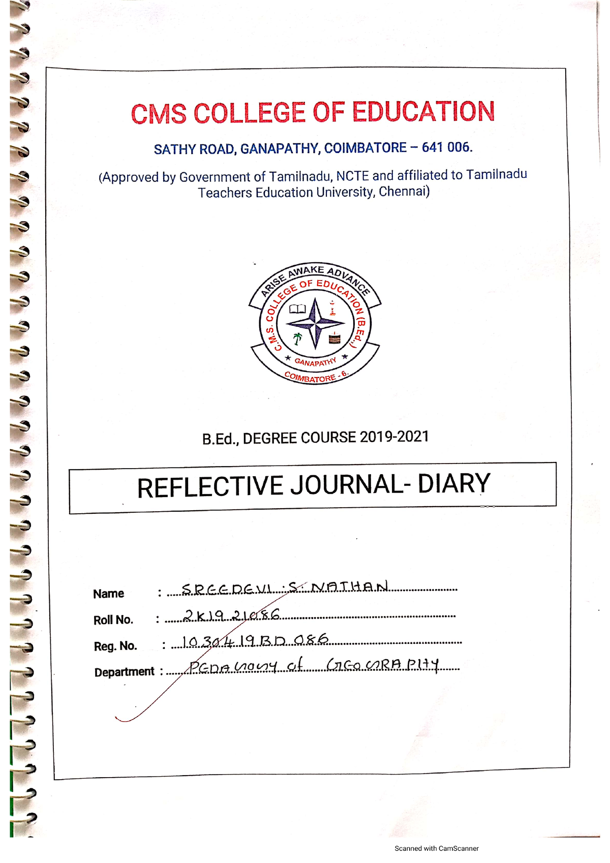 reflective-journal-diary-b-ed-in-physical-science-studocu