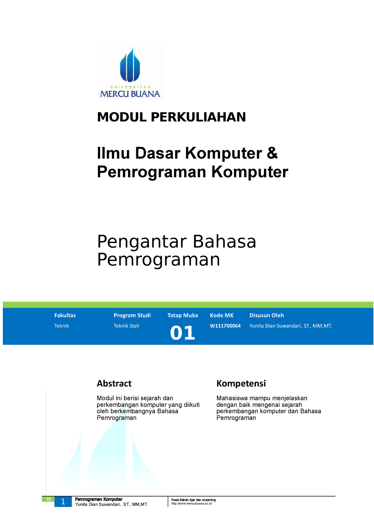 Modul 1 Pemrograman Komputer - MODUL PERKULIAHAN Ilmu Dasar Komputer ...