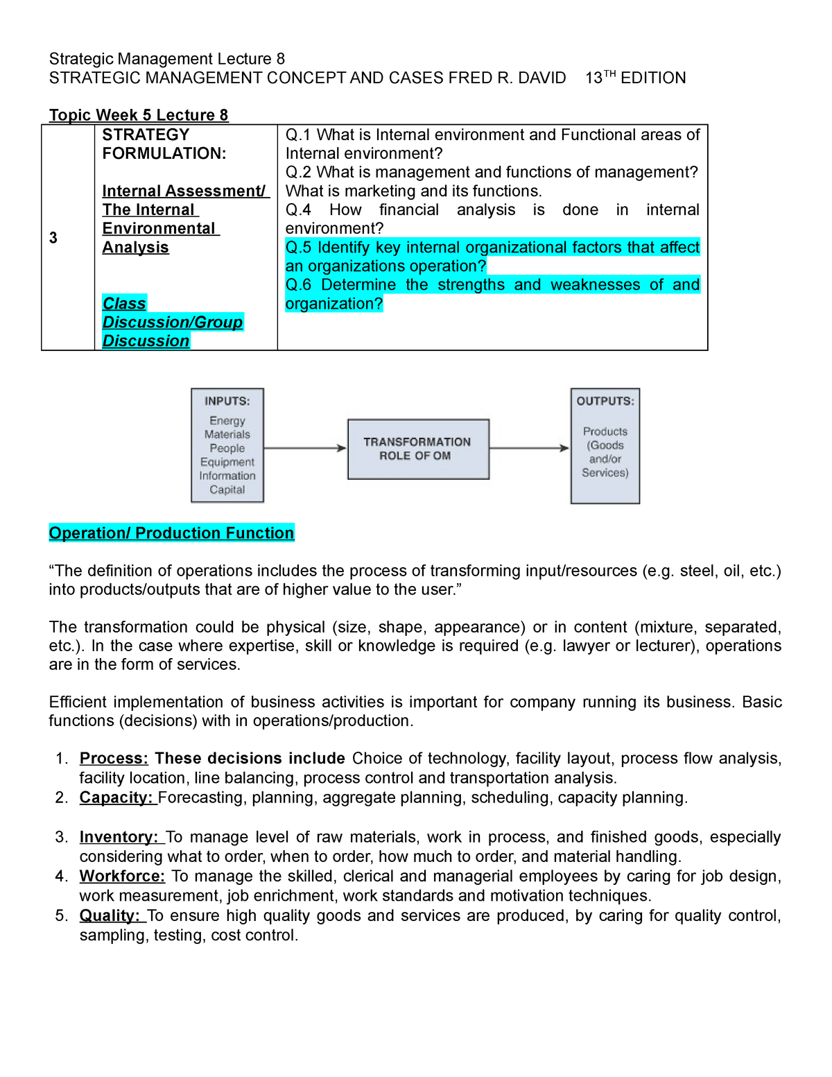 Strategic Managemetn Lecture 8 Probability For Engineers Eee324 Studocu