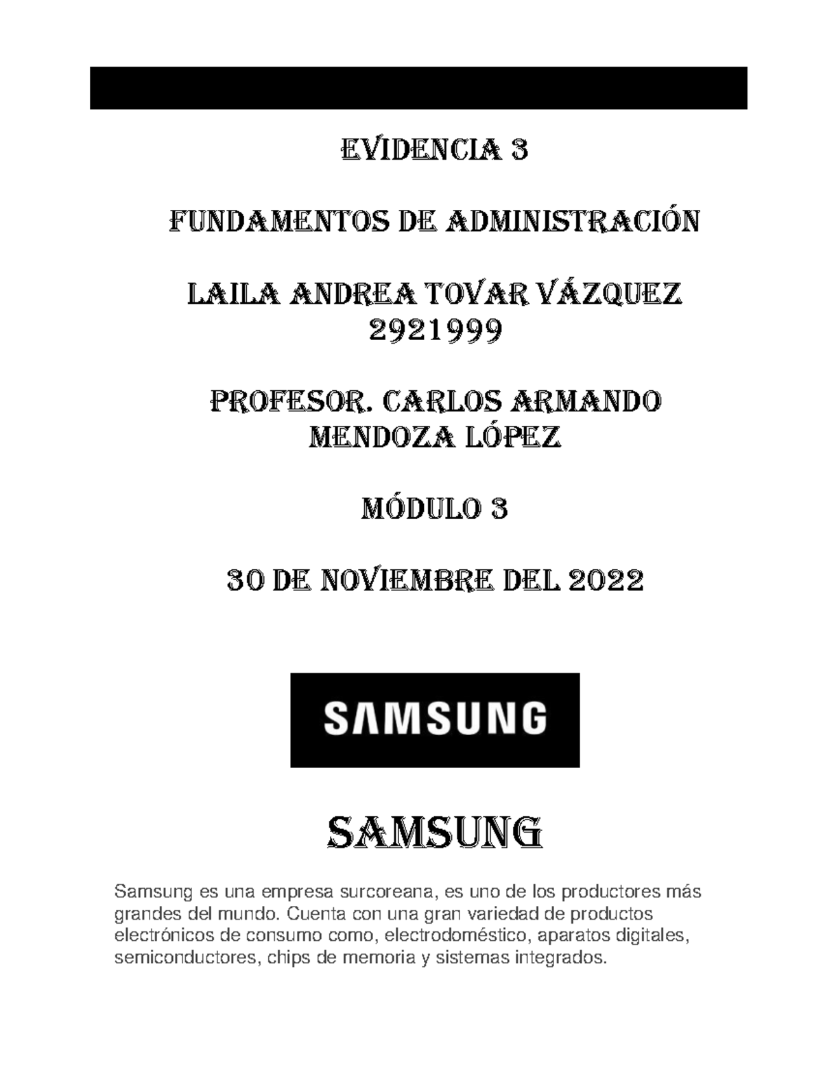 Evidencia 3 - Evidencia 3 Fundamentos de administración Laila Andrea ...