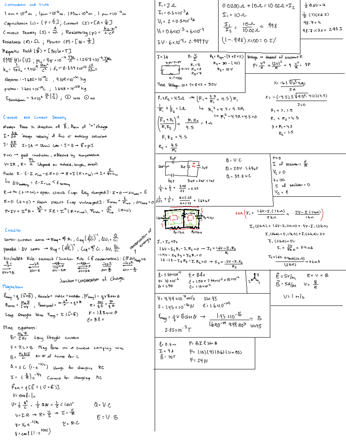 Magnetism +9 - 9 - I Provide The Cheat Sheet , Contains Equations And ...