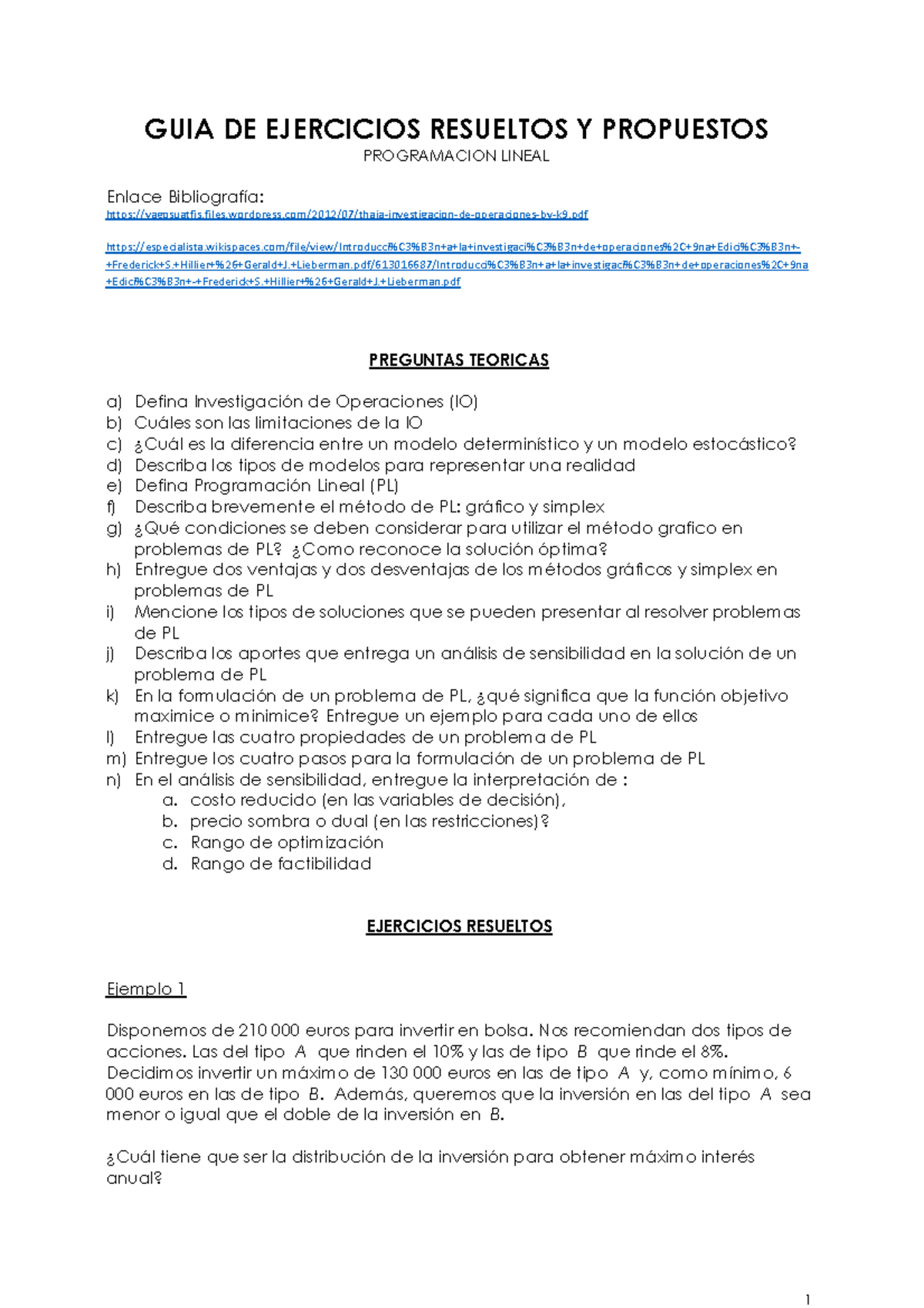 PROGRAMACIÓN LINEAL - GUIA DE EJERCICIOS RESUELTOS Y PROPUESTOS ...