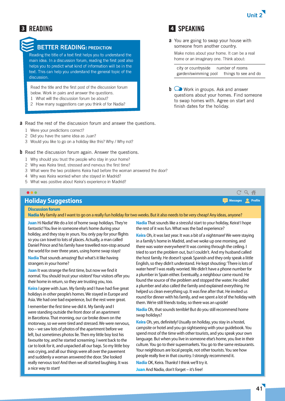 Unit 2 Reading Plus Lesson (p2) - Unit 2 4 SPEAKING a You are going to ...