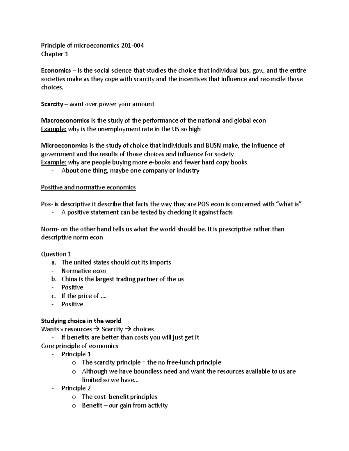 Principle of microeconomics 201 chapter 1 - , and the entire societies ...