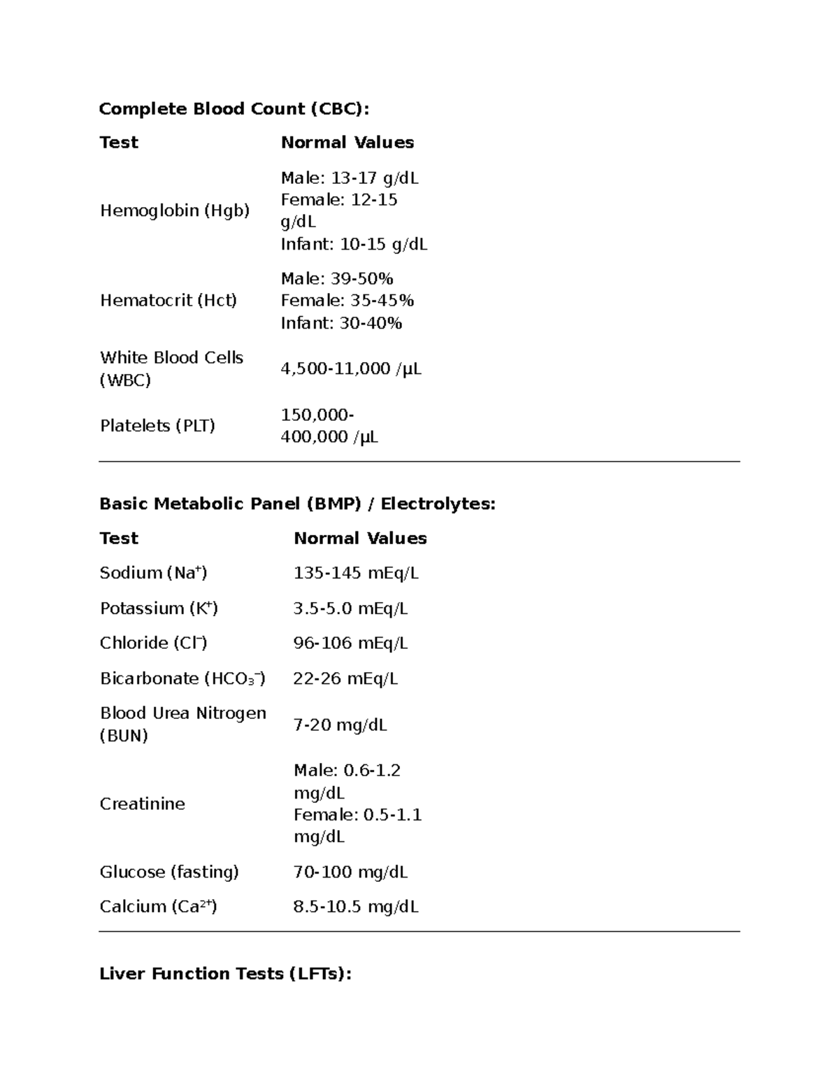 Complete Blood Count - LAB VALUES - Complete Blood Count (CBC): Test ...
