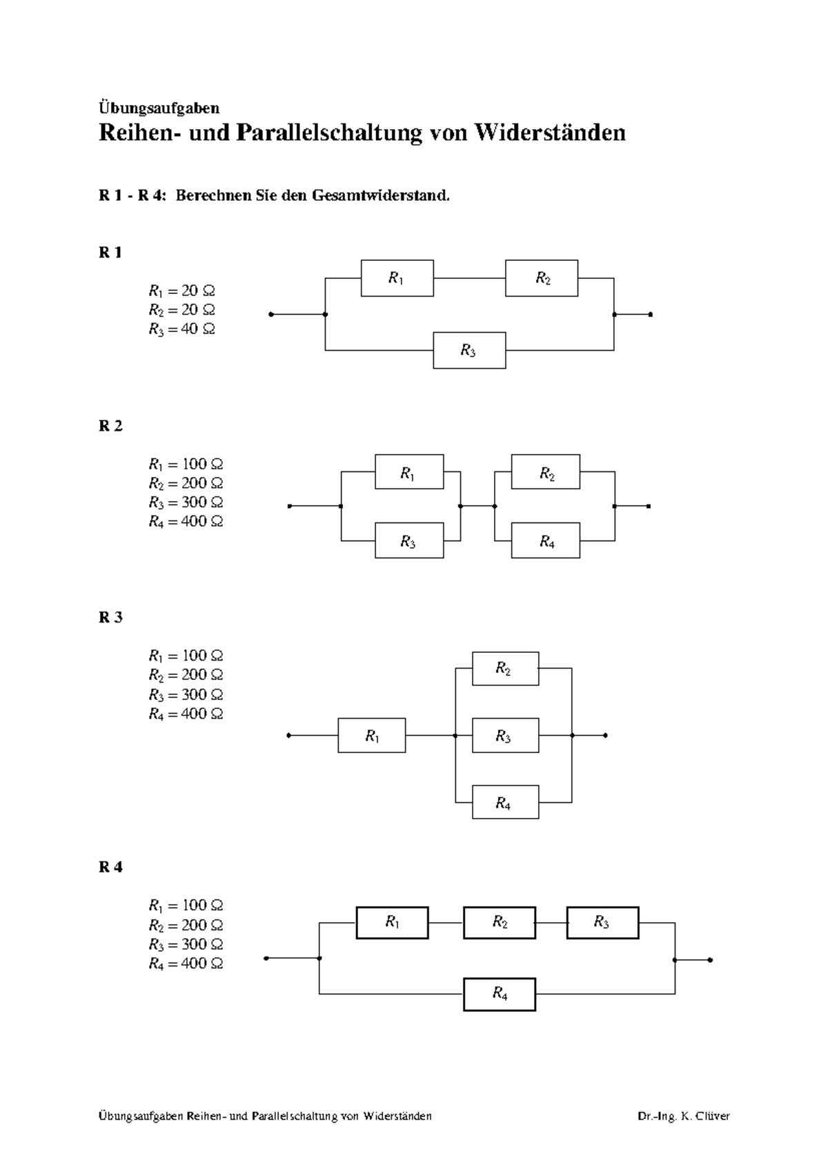 Aufgaben Zu Reihen Und Parallelschaltung Uebg Reihe Parallel - Pflicht - Übungsaufgaben Reihen- und